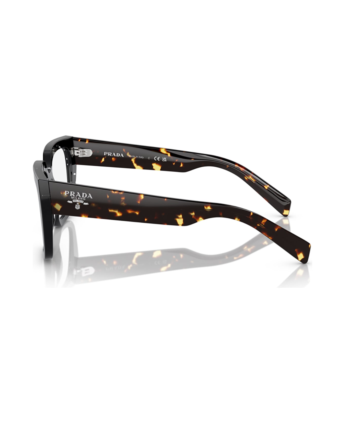 Prada Eyewear Pr A03v Havana Black Transparent Glasses - Havana Black Transparent