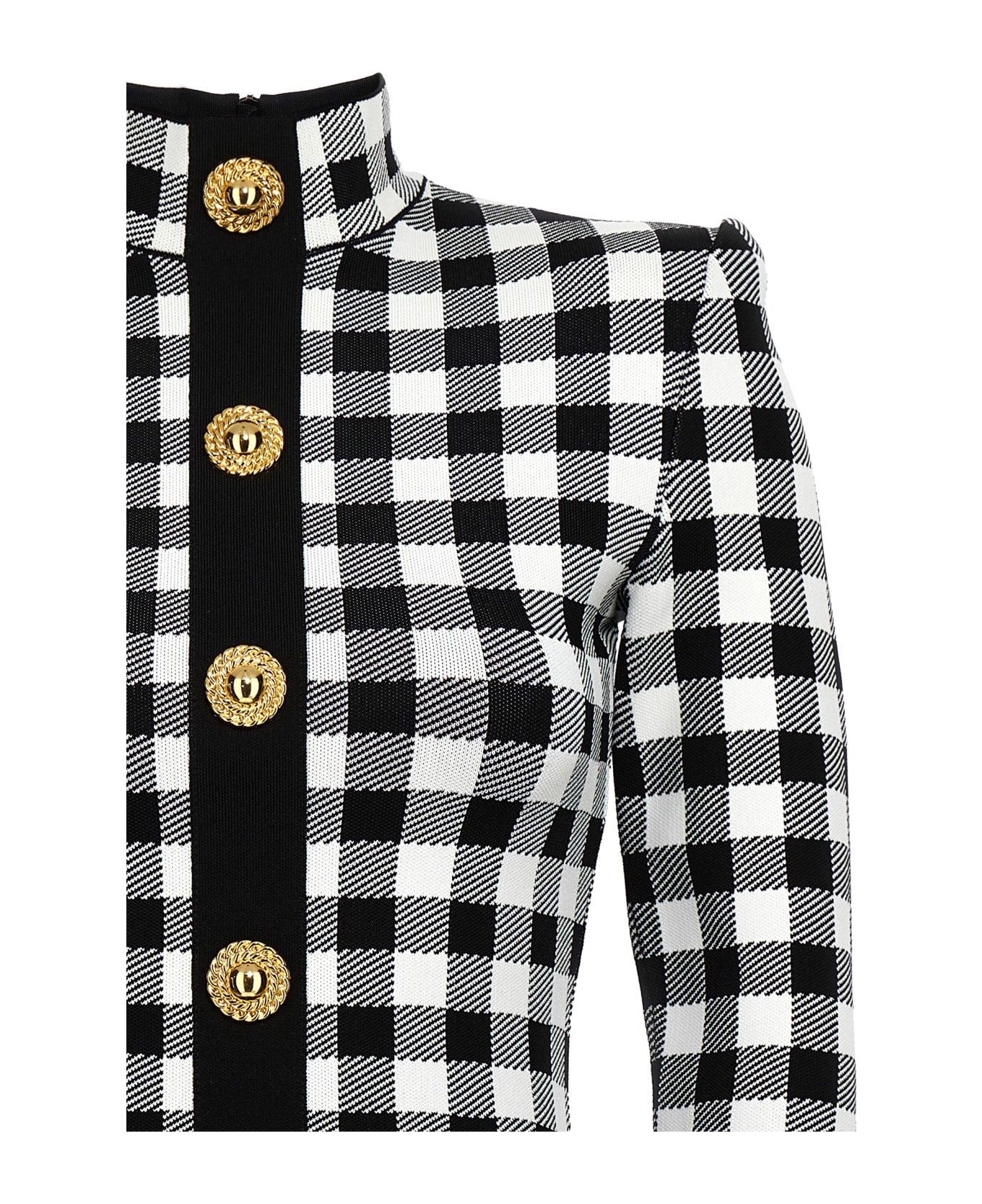 Balmain Vichy Knit Dress - White/Black コート
