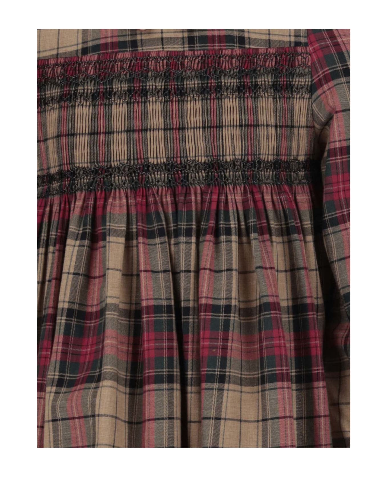 Bonpoint Cotton Dress With Check Pattern - Brown