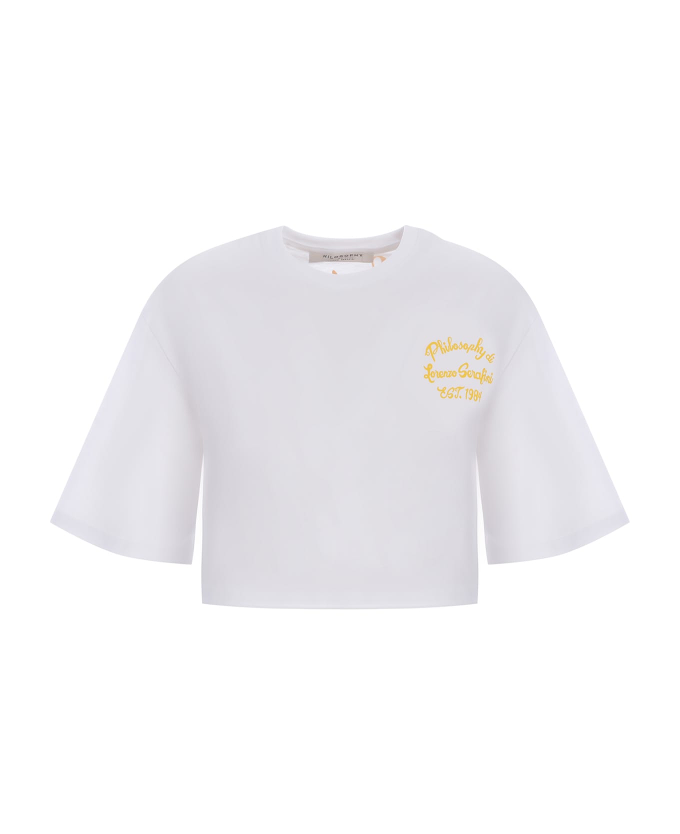 Philosophy di Lorenzo Serafini Cropped T-shirt Philosophy "logo" In Cotton Jersey - Bianco Tシャツ