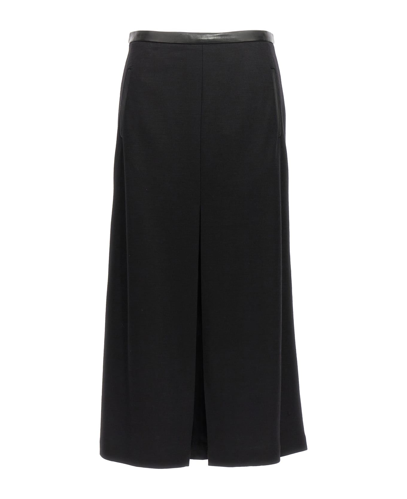 Saint Laurent Midi Skirt In Wool - Black