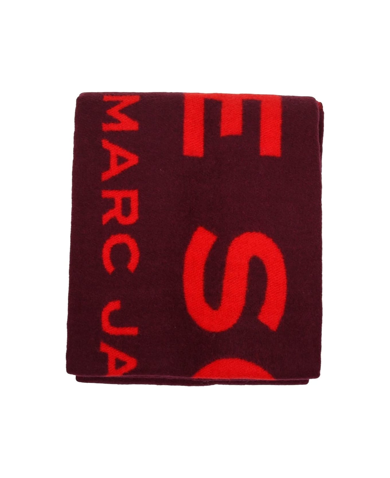 Marc Jacobs Red Wool Blend Fringed Scarf - Purple