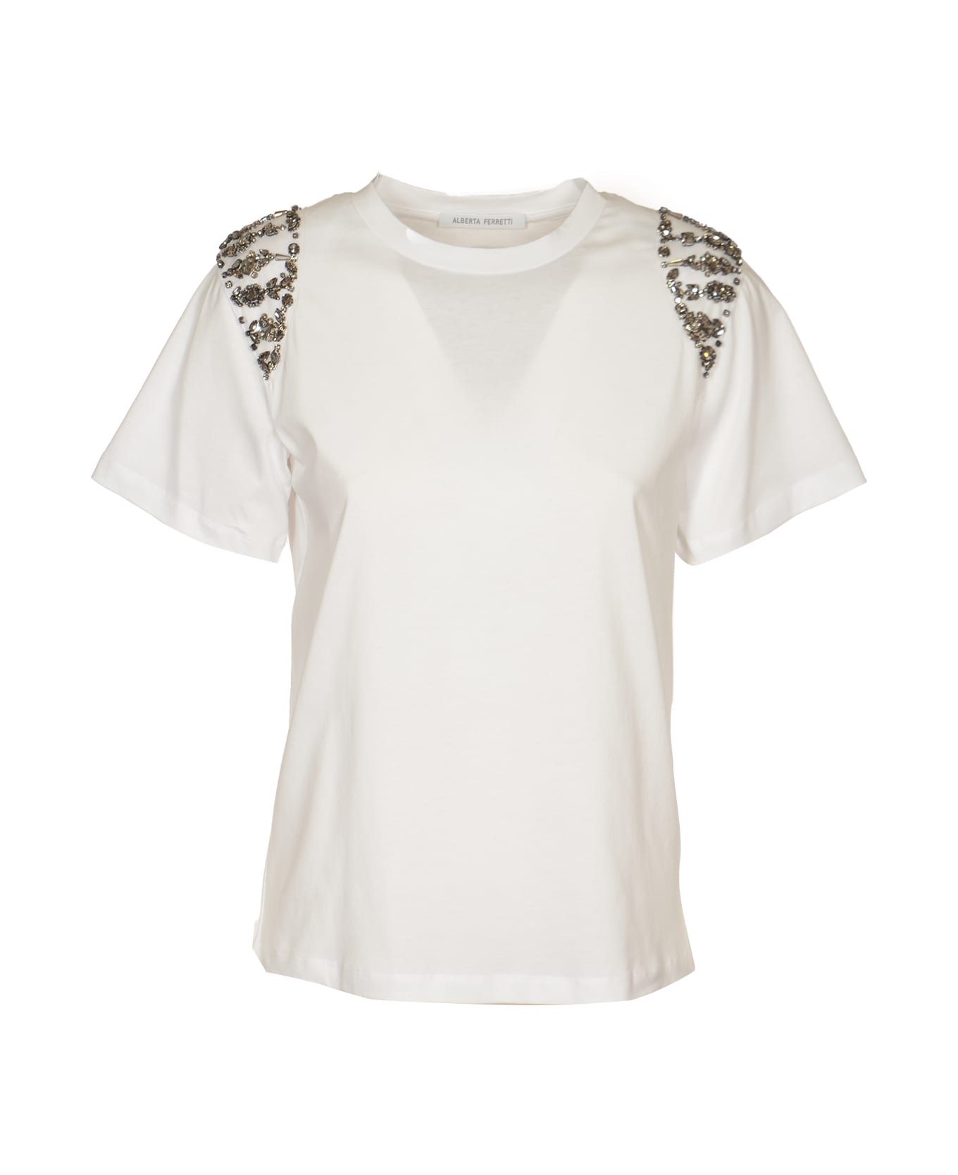 Alberta Ferretti Rhinestone Embellished Round Neck T-shirt