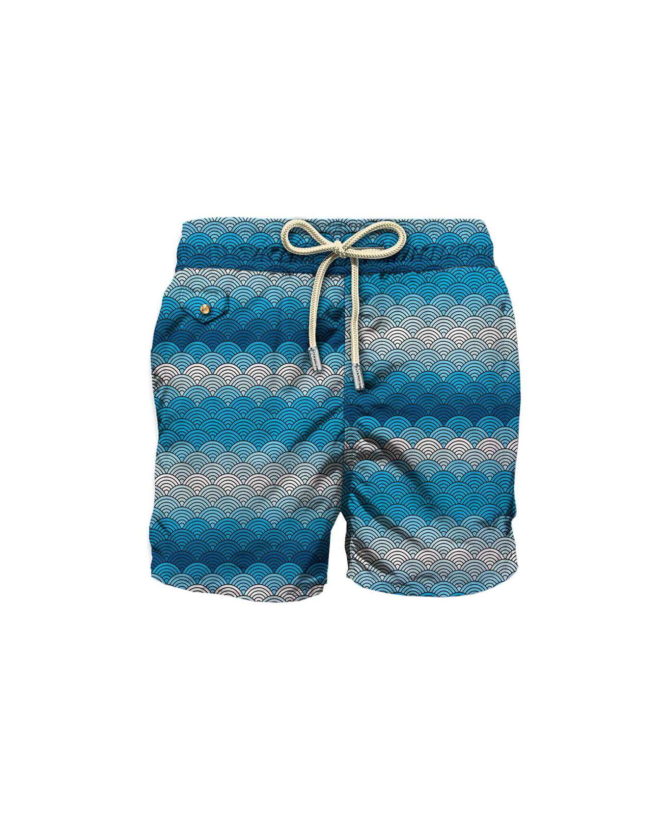 MC2 Saint Barth Light Fabric Swim Shorts With Optical Print - BLUE