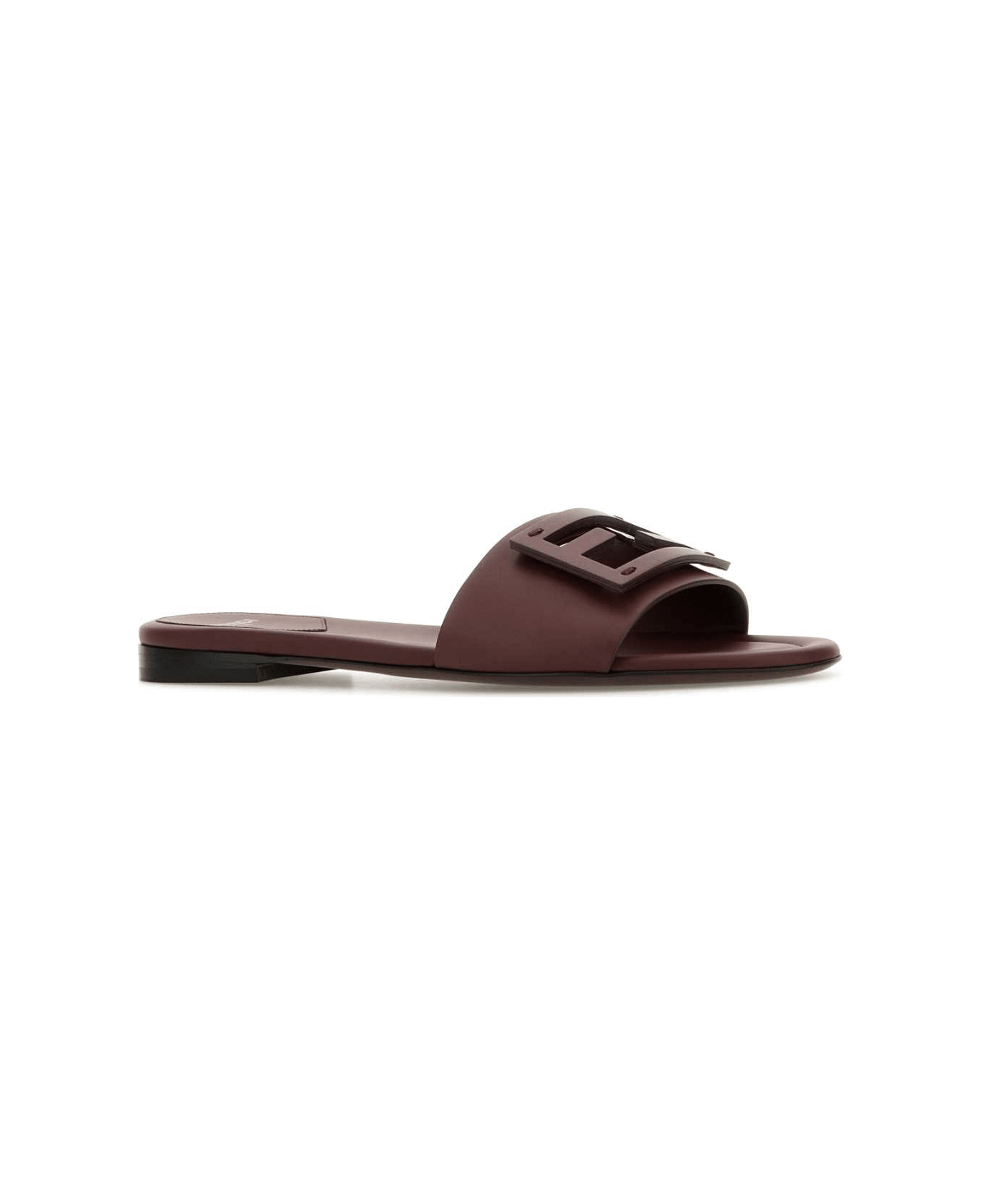 FF Baguette Chocolate Leather Slide