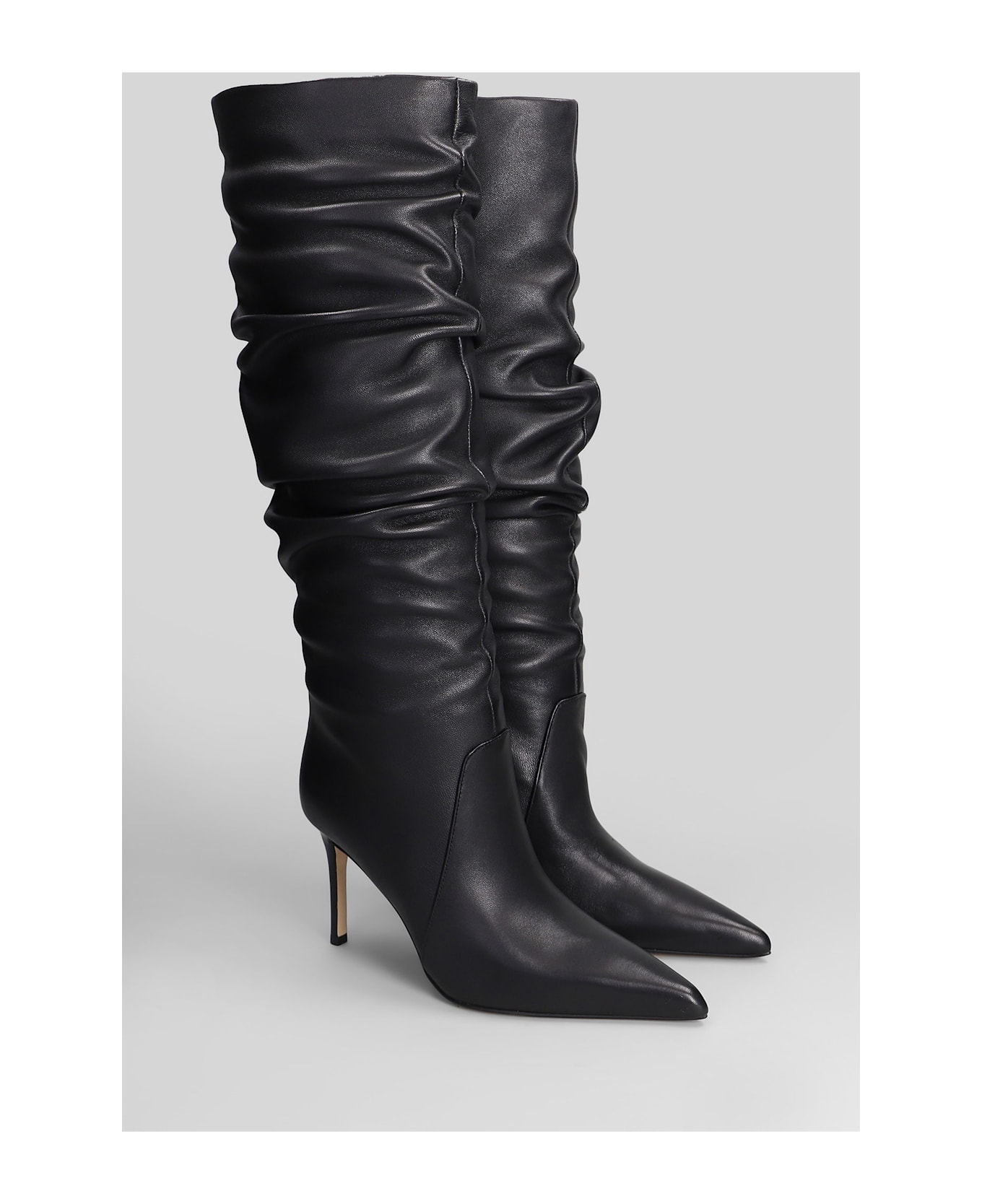 Michael Kors Dawn Heeled High Heels Boots In Black Leather - black