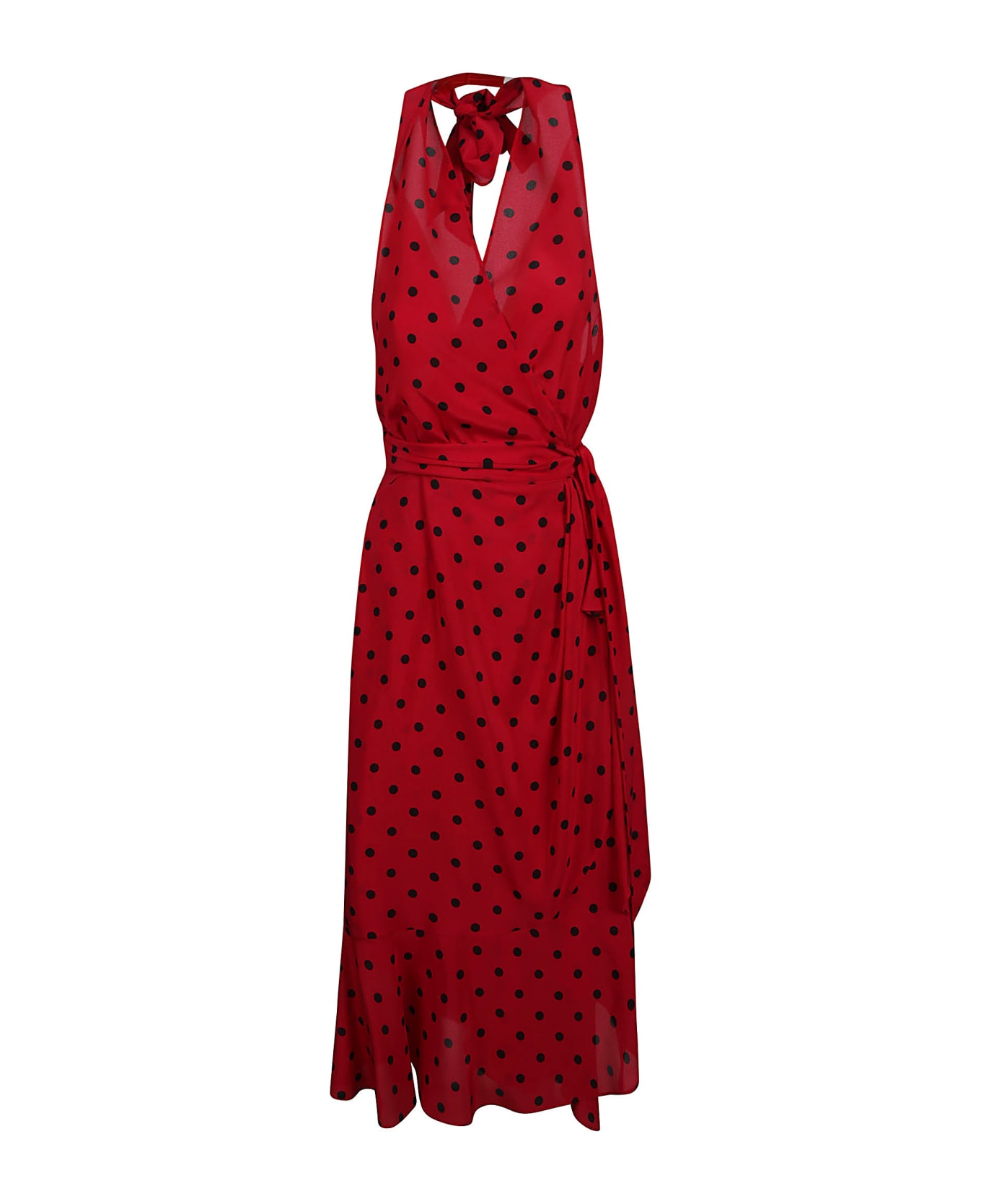 Moschino Dotted Sleeveless Dress - Red