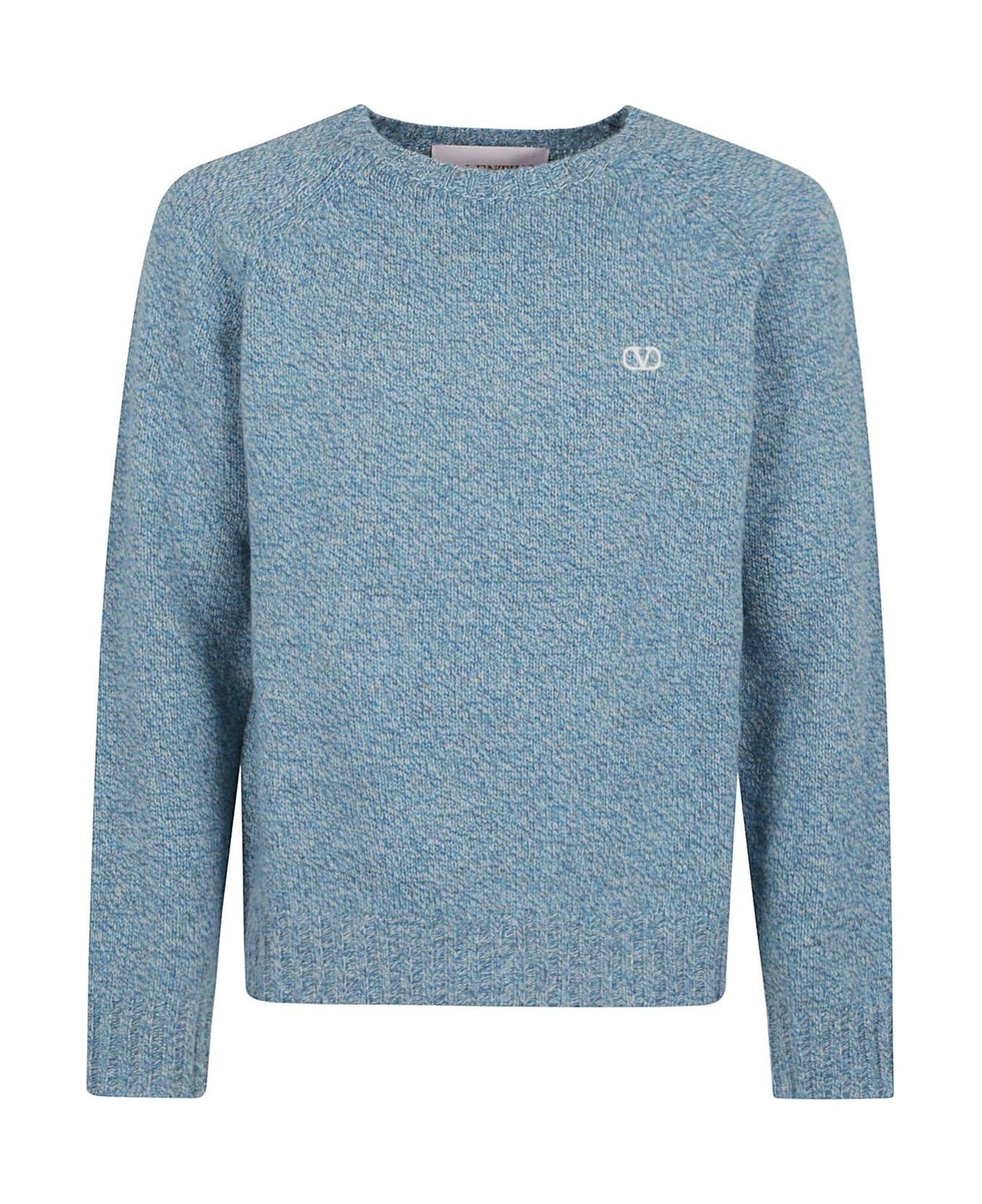 Valentino Garavani Vlogo Embroidered Crewneck Jumper - Azzurro
