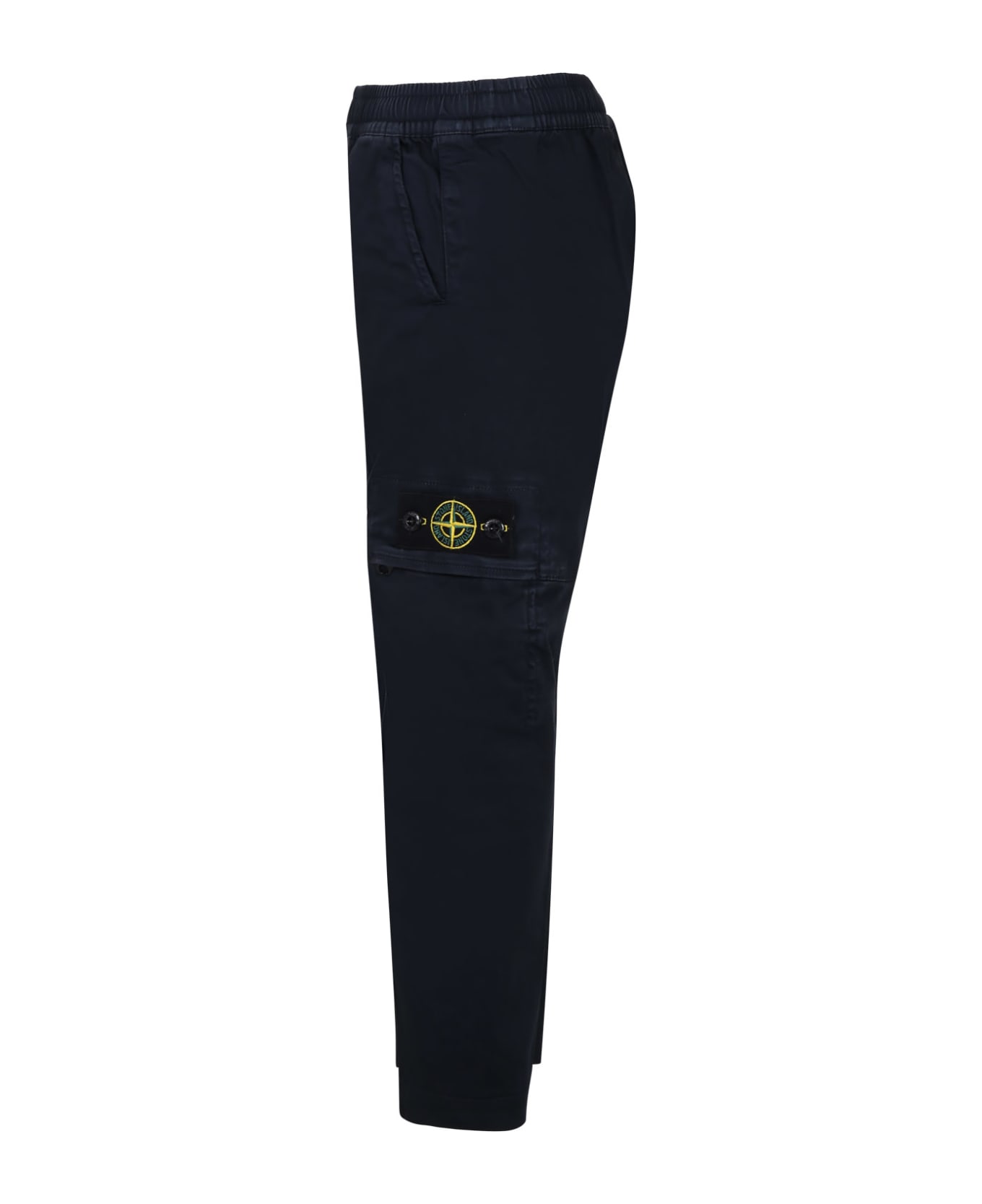 Stone Island Junior Blue Trousers For Boy With Compass - Blue