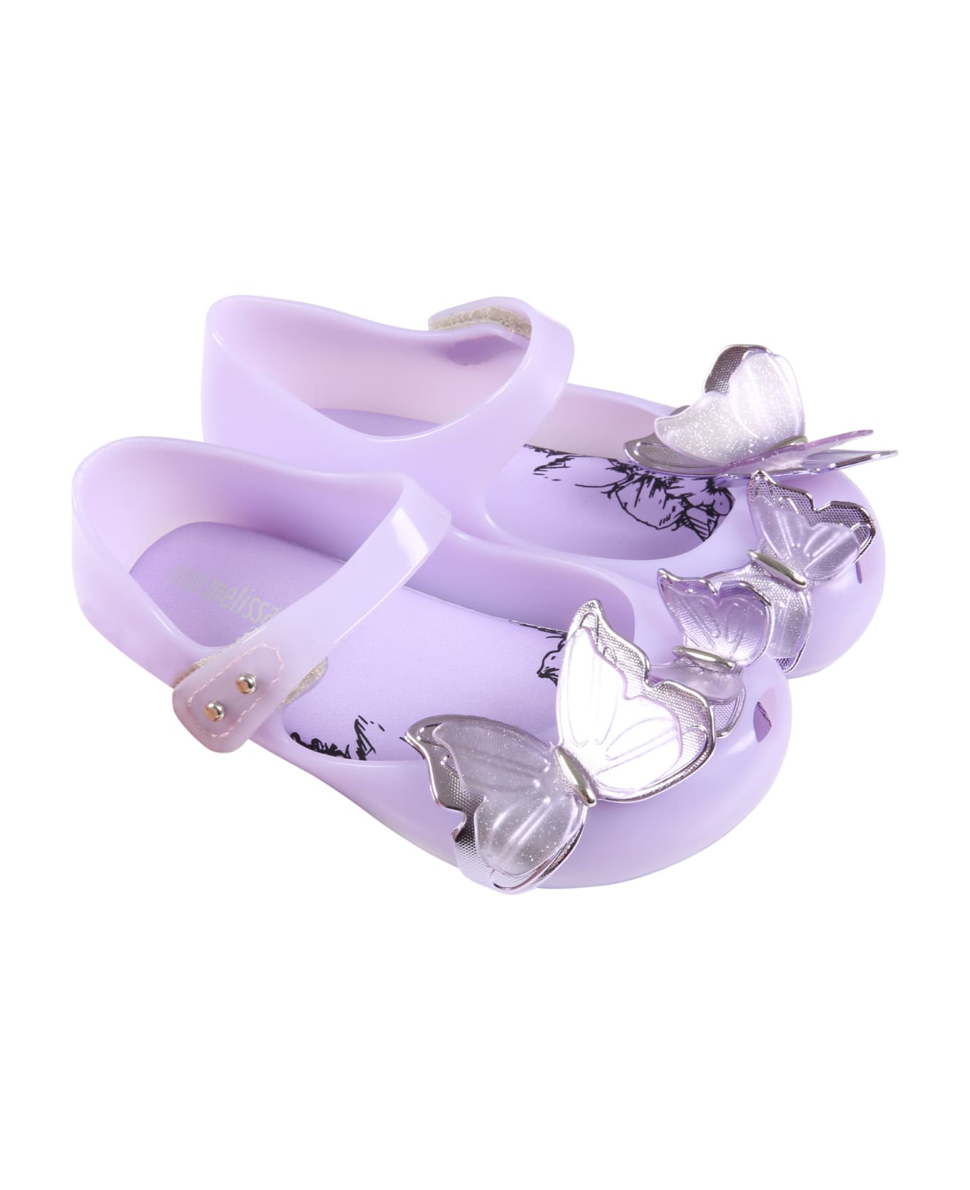 Melissa Lilac Ballerinas For Girl With Butterflies - Violet