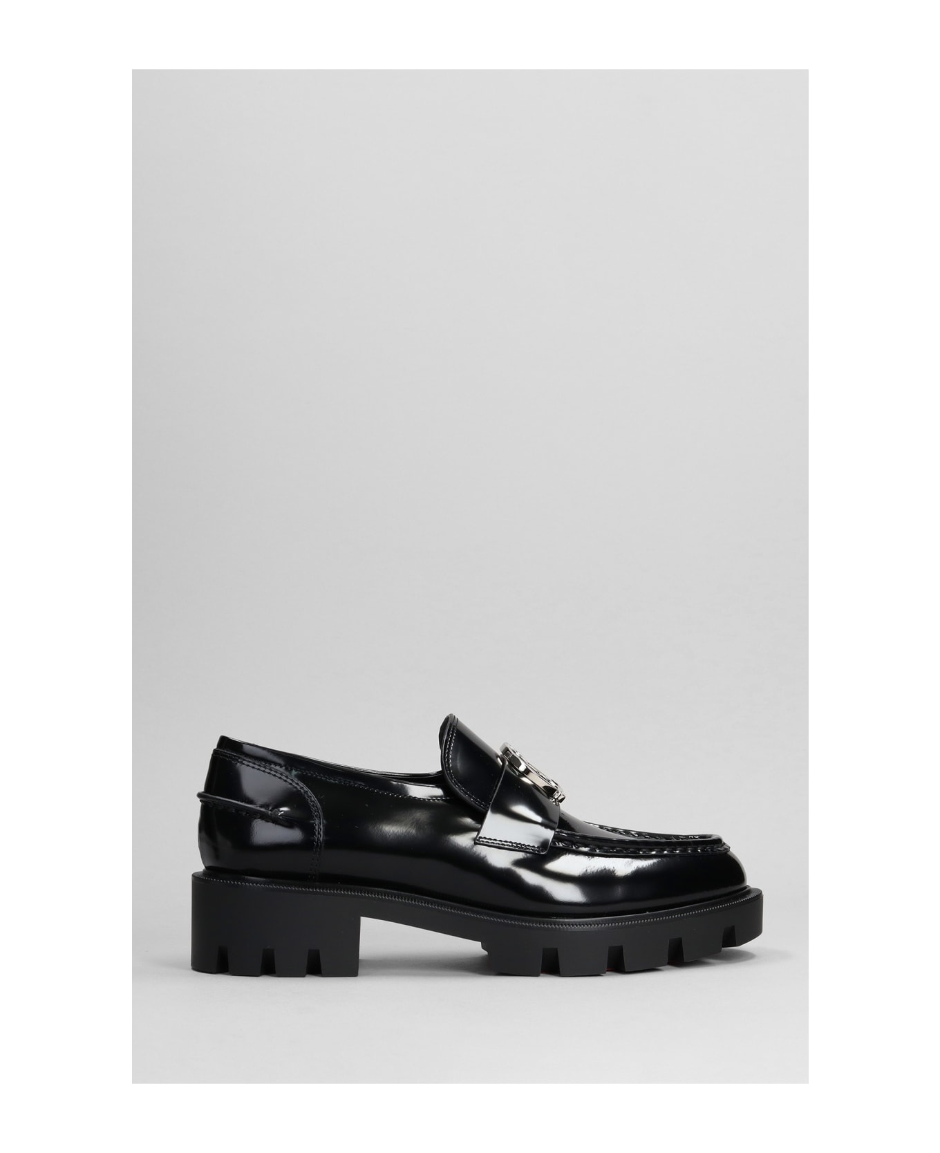 Christian Louboutin Cl Moc Lug Loafers In Black Leather - black