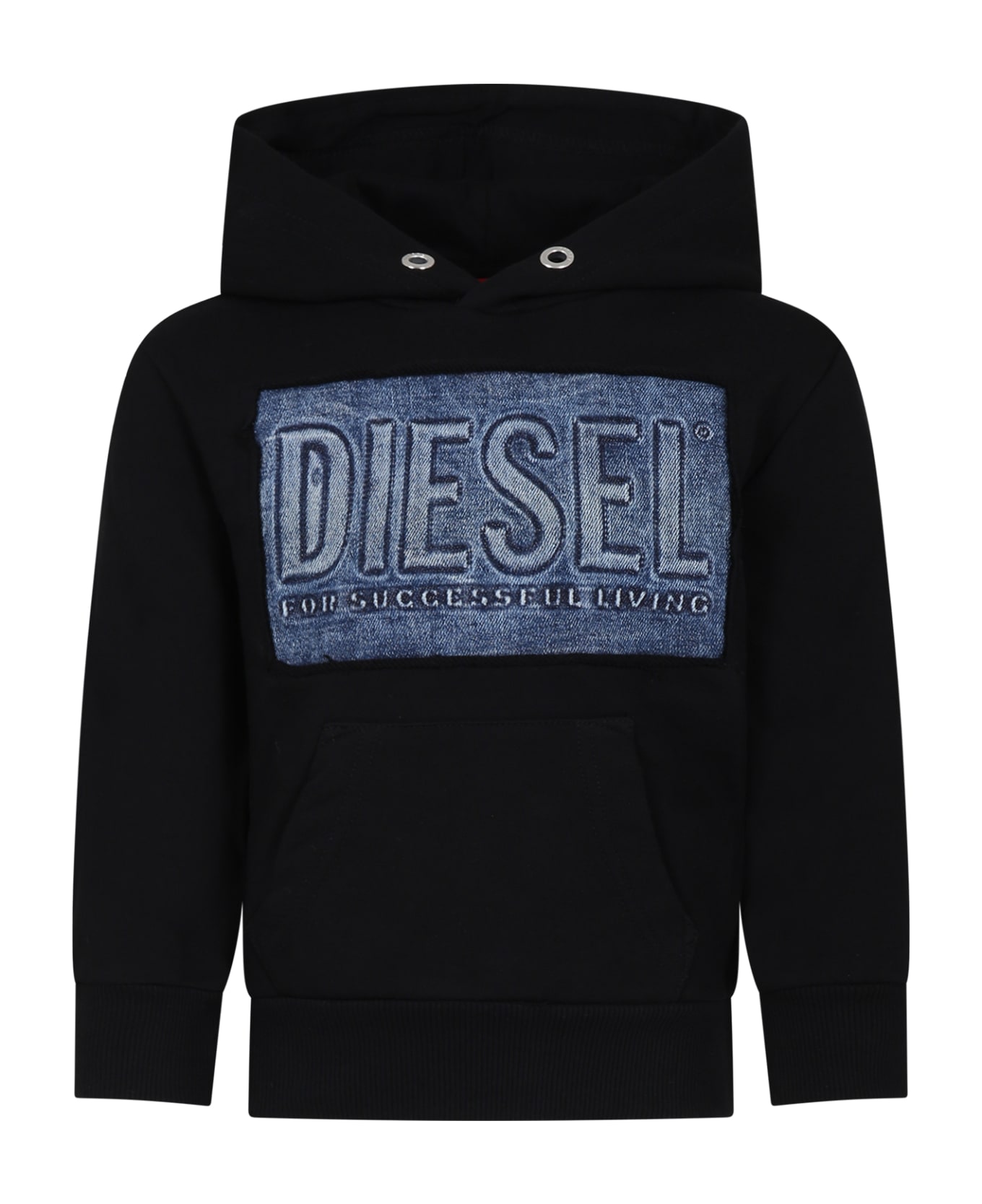 Diesel Black Sweatshirt For Kids With Logo - Black