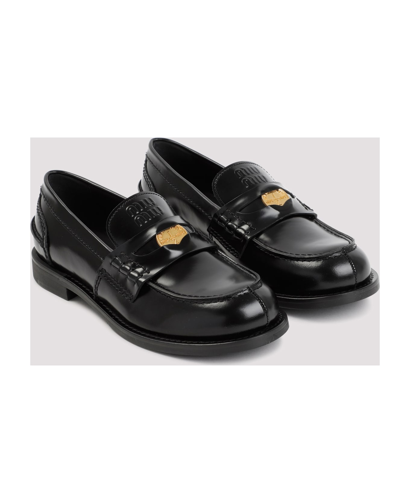 Miu Miu Leather Loafers - Nero