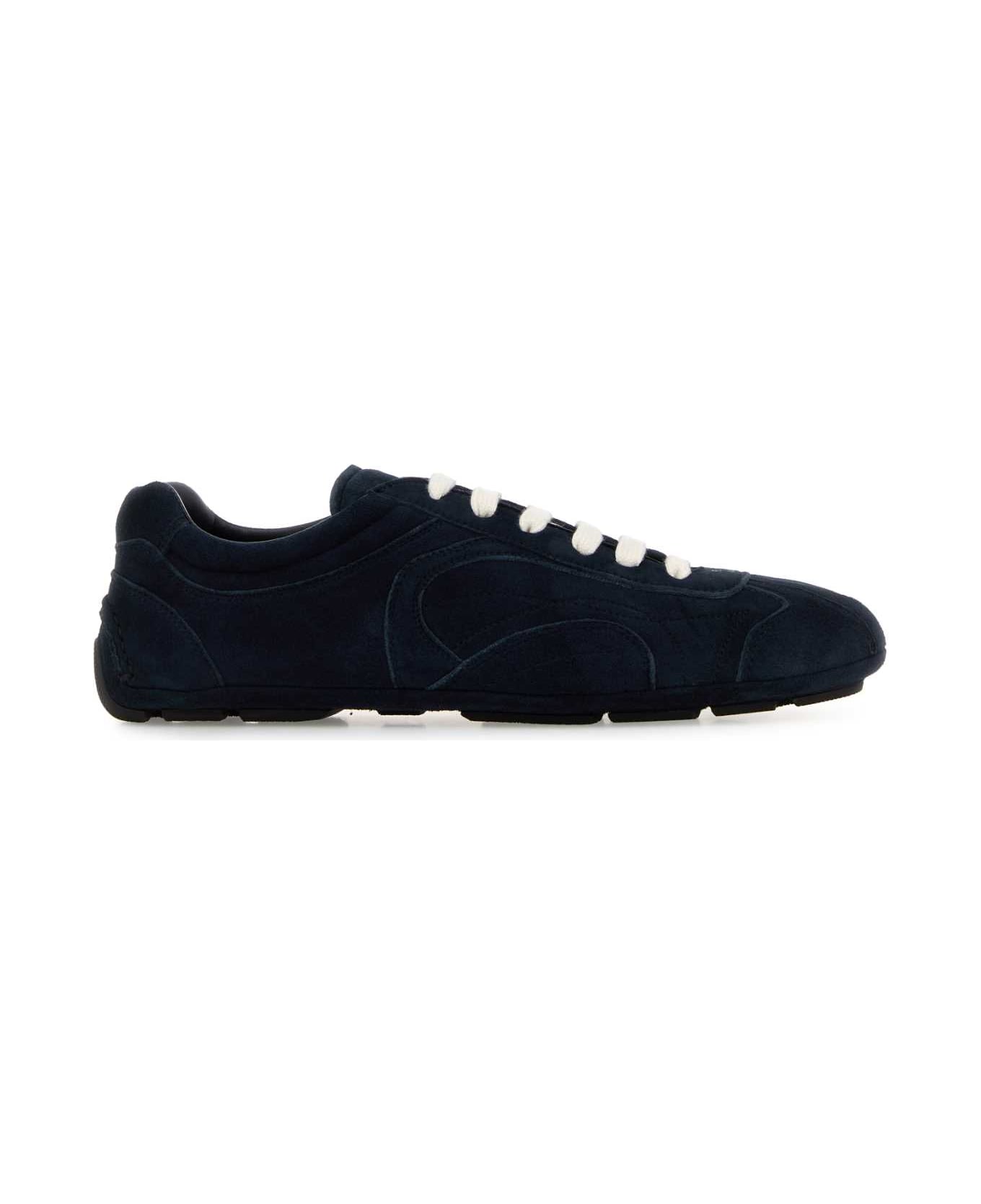 Prada Dark Blue Suede Montecarlo Sneakers - BLEU