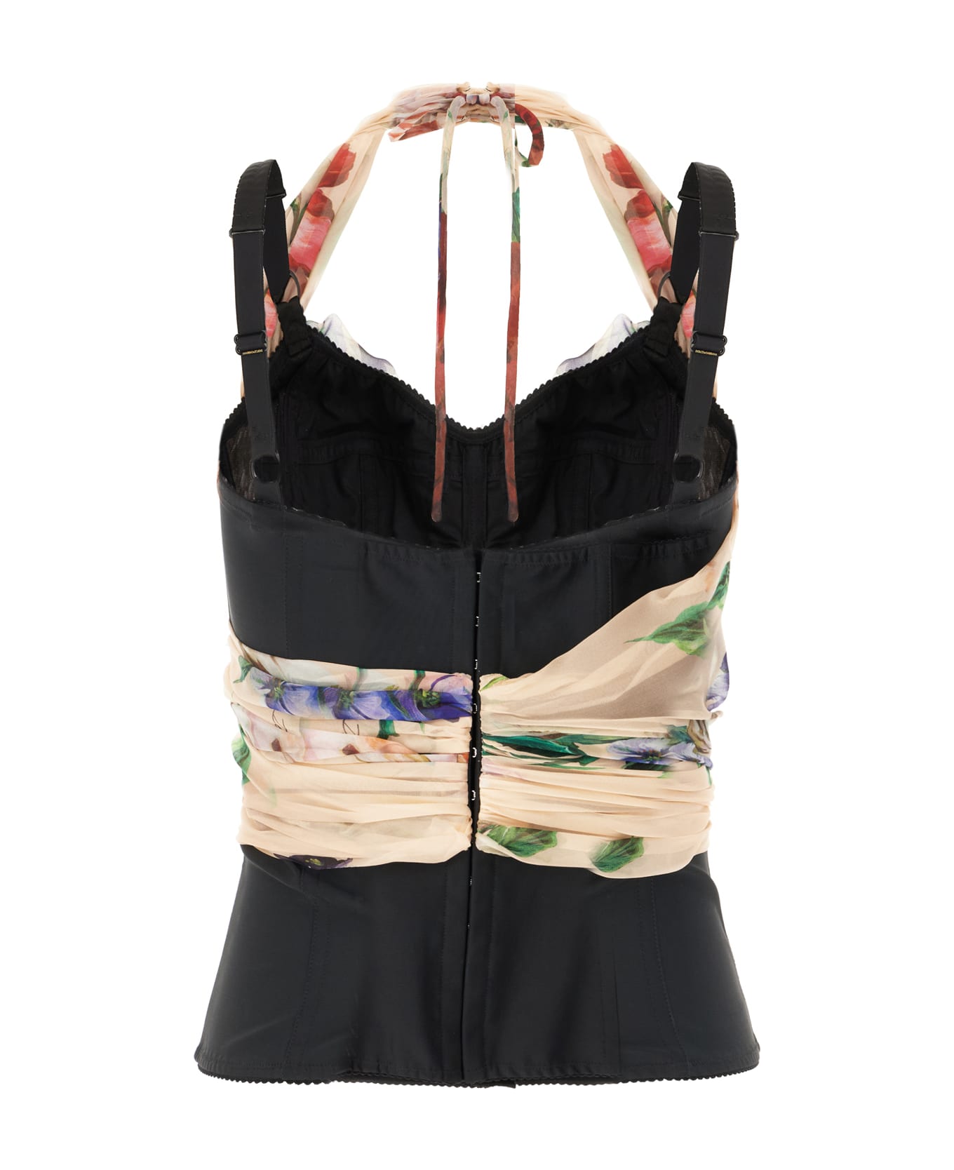 Dolce 
Gabbana Printed Stretch Silk Blend Top - BOUQUETFIORIANTICHIFONDONUDE