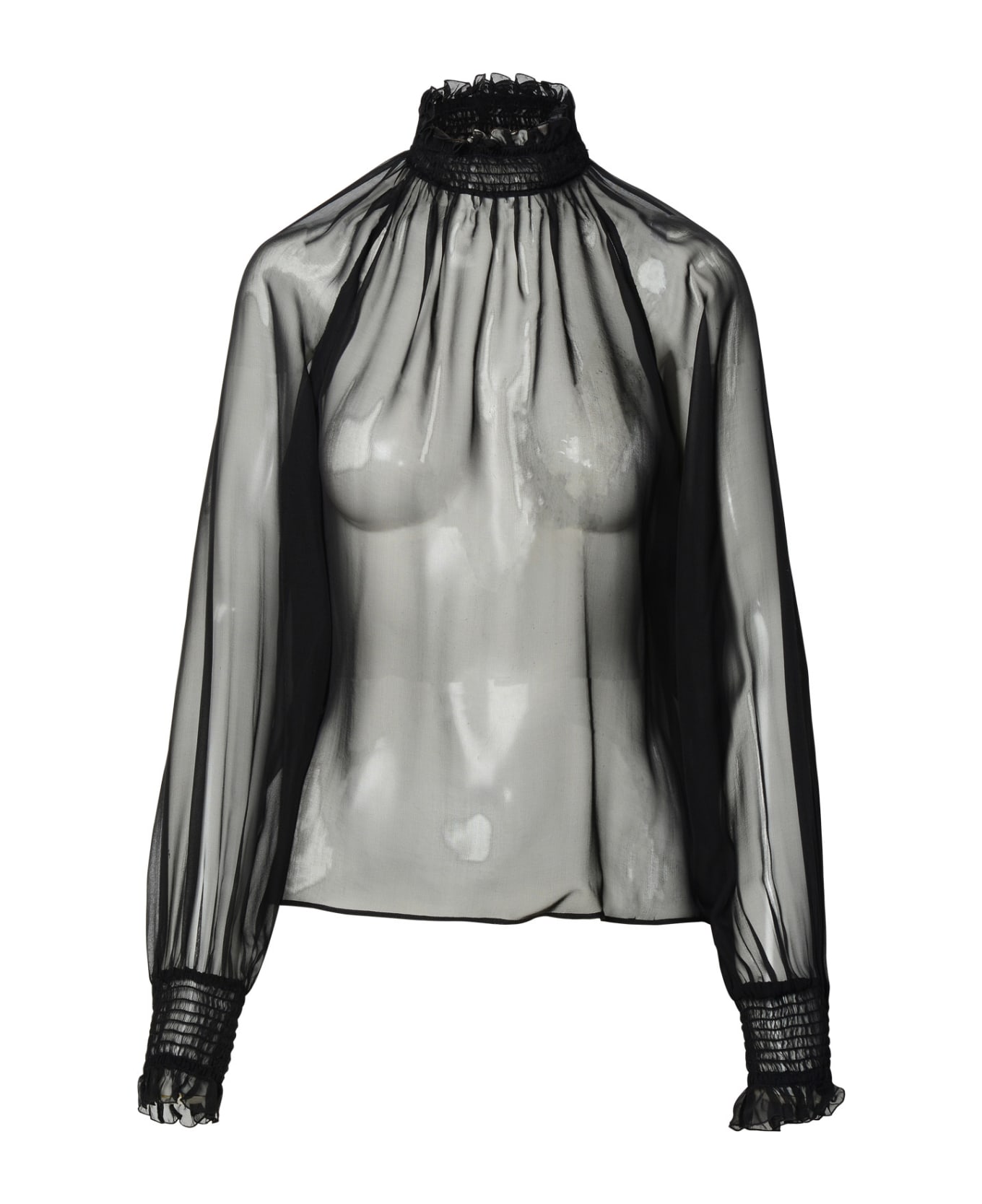 dolce akcesoria & Gabbana embroidered logo long sleeved polo shirt Black Silk Blouse - Nero