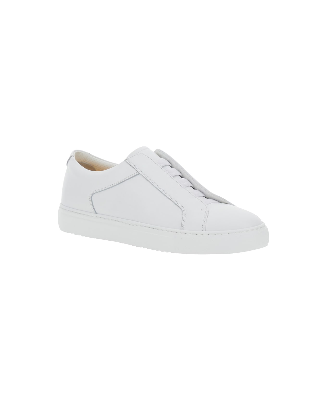 Doucal
s 
roger
 White Sneakers With Elastic Bands Design And Insole Logo In Leather Man - White