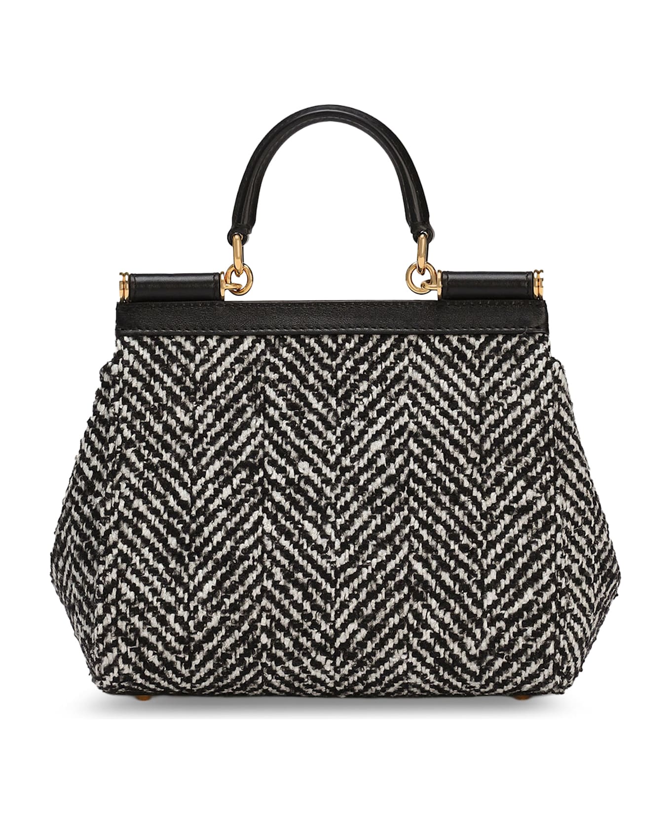 Dolce 
Gabbana Sicily Medium Chevron Fabric Shoulder Bag - White