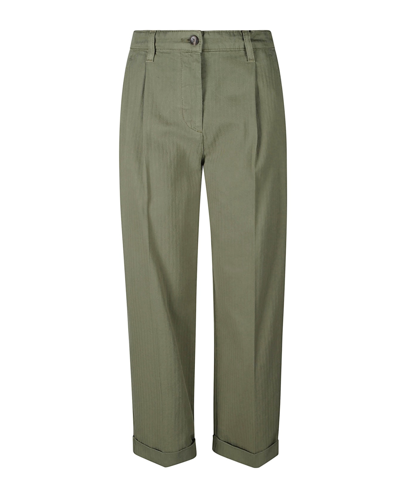 Etro Cropped Chino Trousers - Green ボトムス