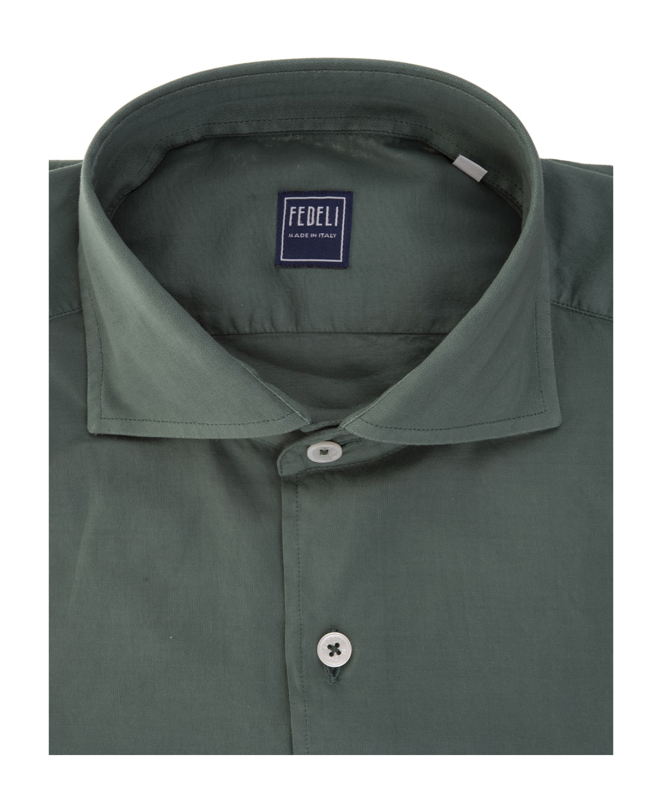 Fedeli Green Poplin Classic Shirt - Green