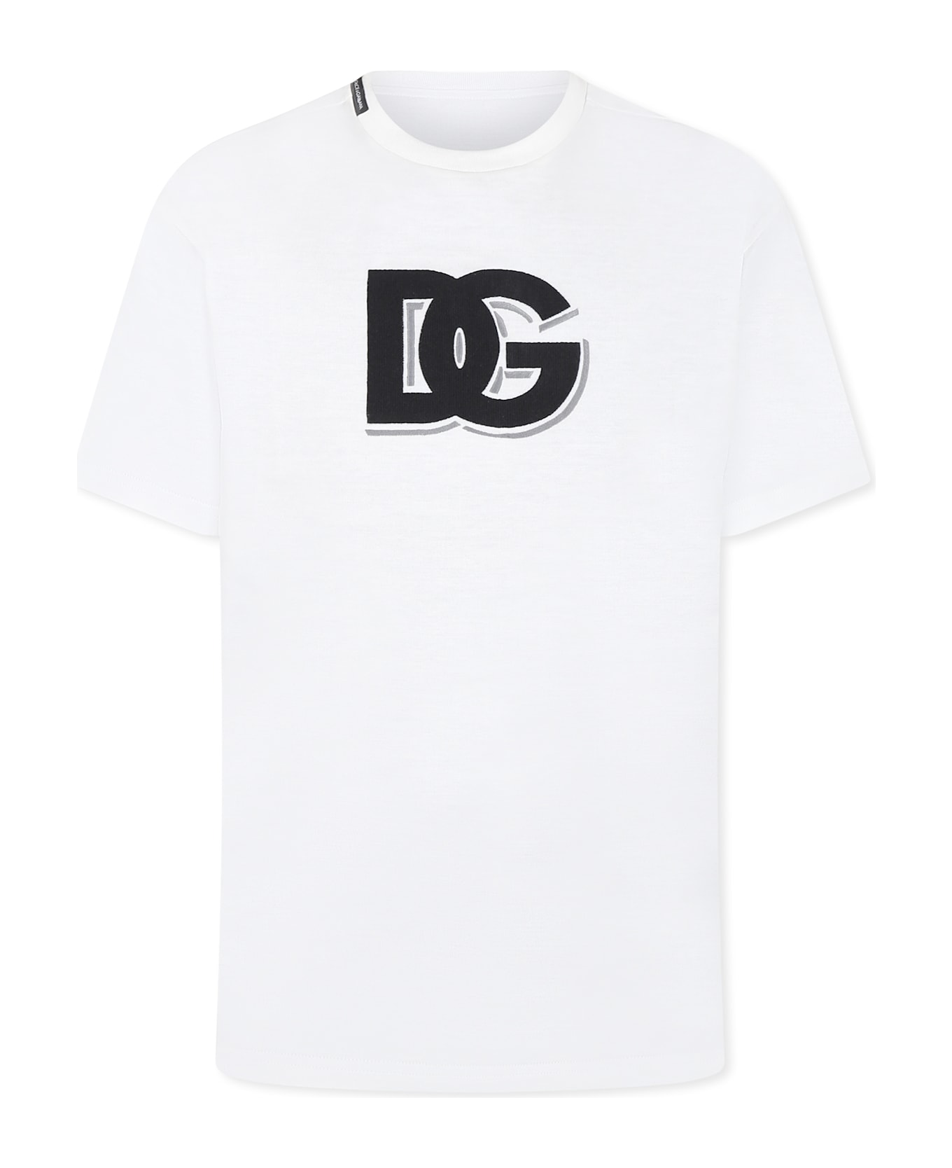 Dolce & Gabbana White T-shirt For Kids With Dg Logo - White