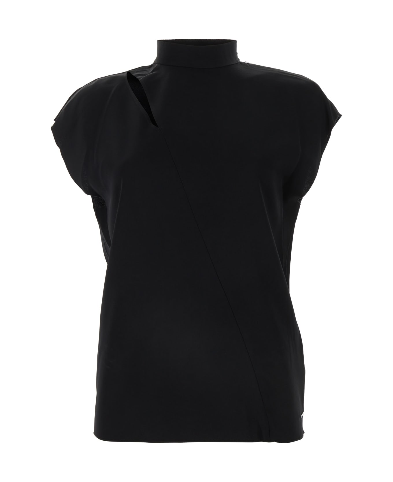 Calvin Klein Shine Viscose Mock Neck Blouse - CkBlack