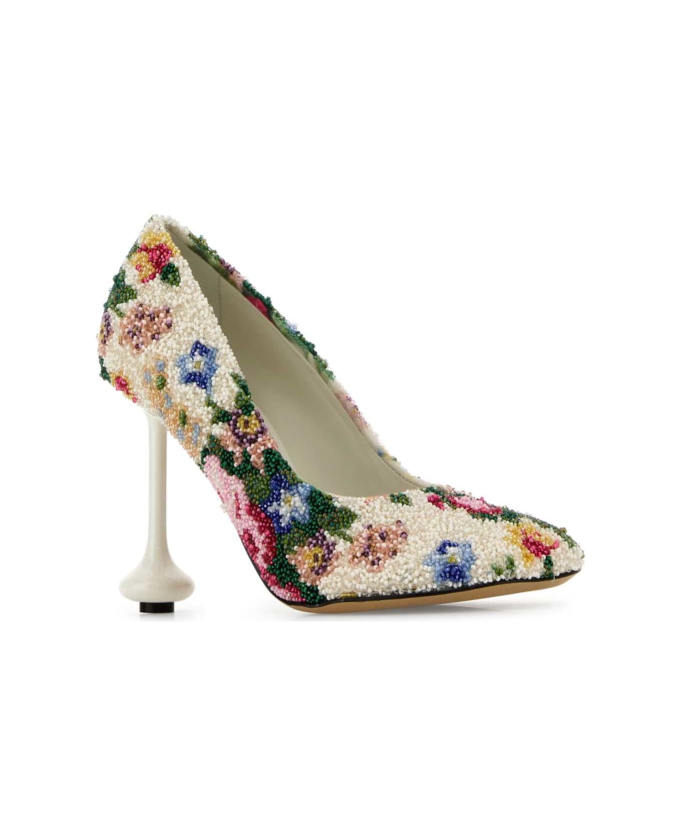 Loewe Embellished Fabric Toy Pumps - WHITEPINKMULTICOLOR