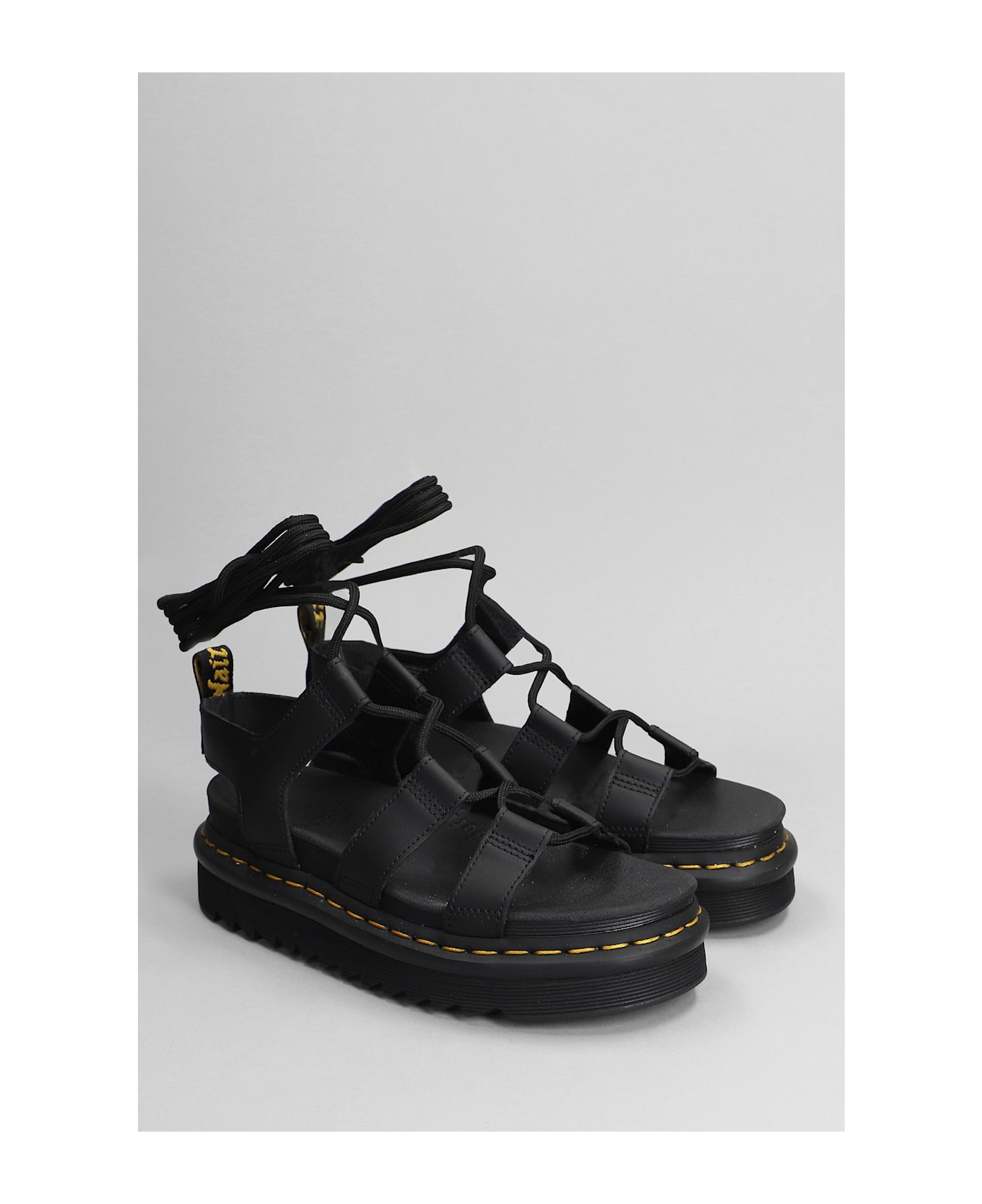 Dr. Martens Nartilla Sandals In Black Leather - black