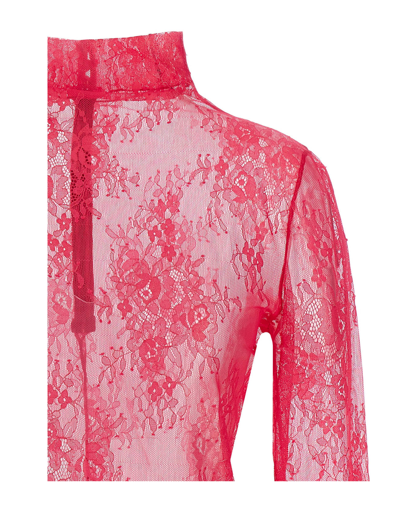 Pinko Traminer Lace Long Sleeves Top - Fuchsia