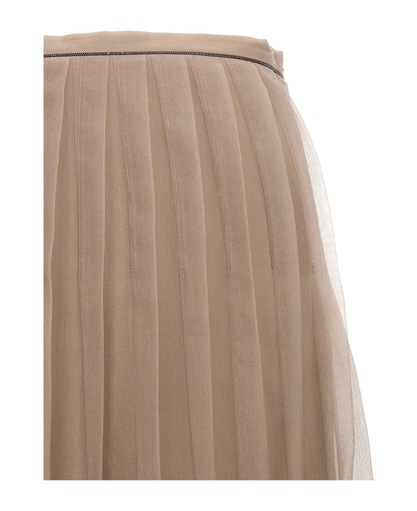 Brunello Cucinelli Monile Detail Silk Skirt - Brown