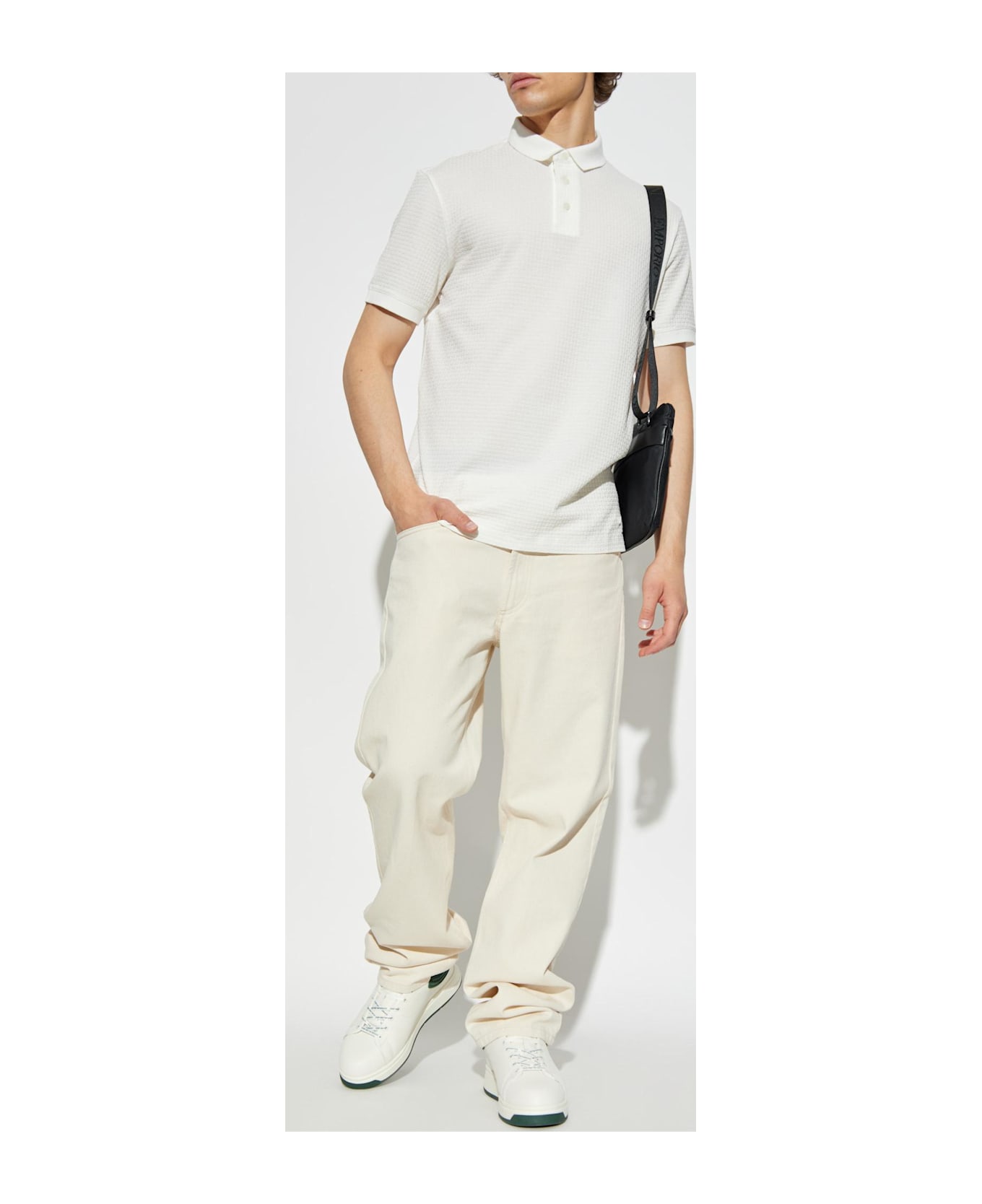Emporio Armani Patterned Polo - White