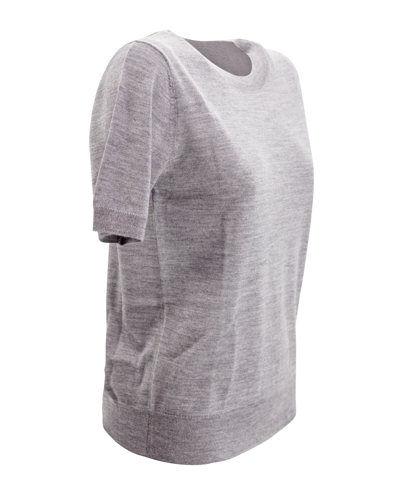 Parosh Linfa Short-sleeve Fine-knit Top - Grey