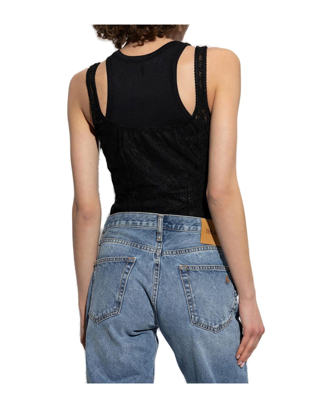 The Attico Lace-detailed Crewneck Bodysuit - Nero