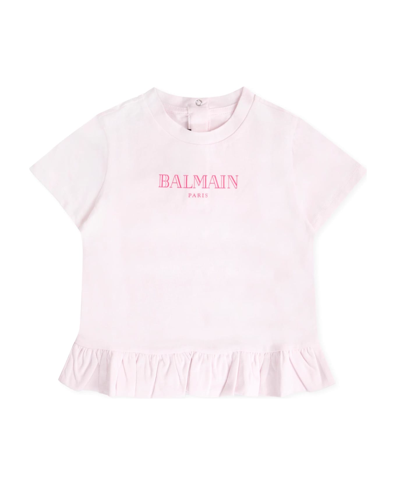 Balmain Pink T-shirt For Baby Girl With Logo - Pink