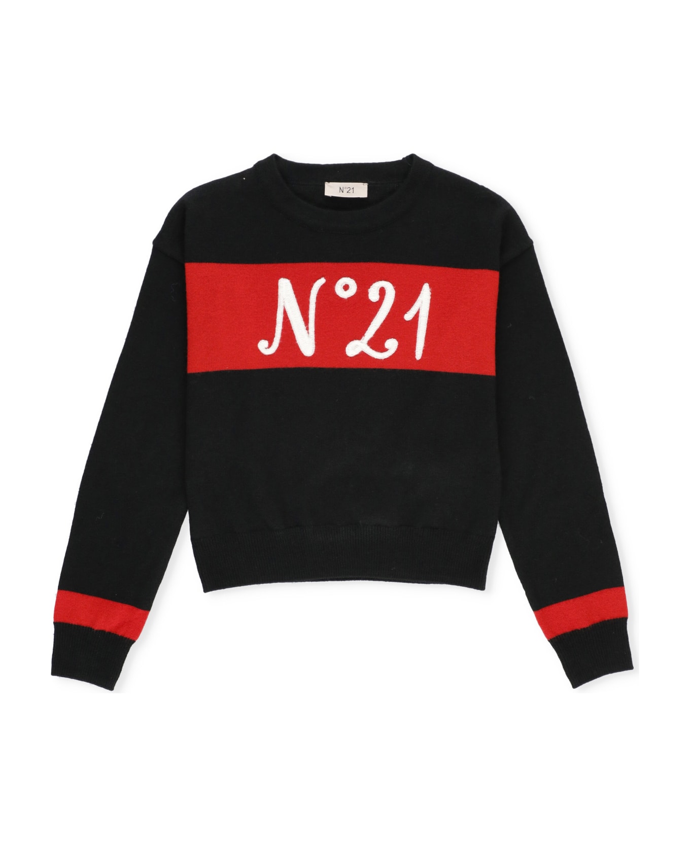 N.21 Sweater With Logo - Black ニットウェア＆スウェットシャツ