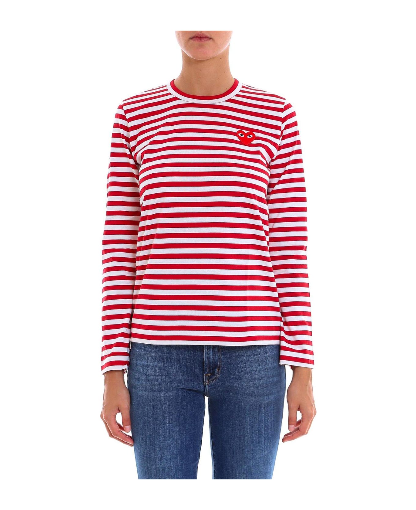 Comme des Garçons Play Striped Long-sleeved T-shirt - Red