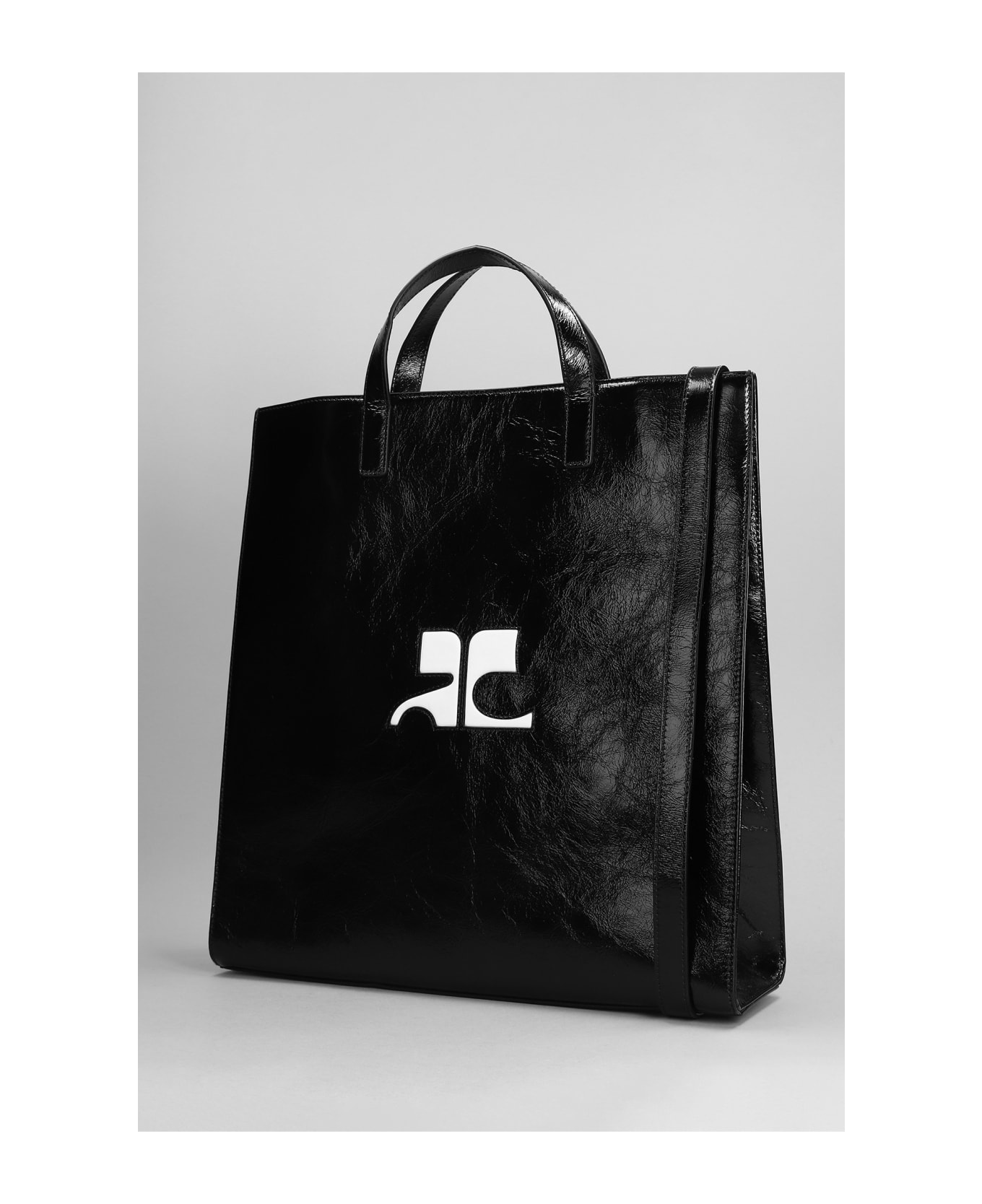 Courrèges Tote In Black Patent Leather - black トートバッグ