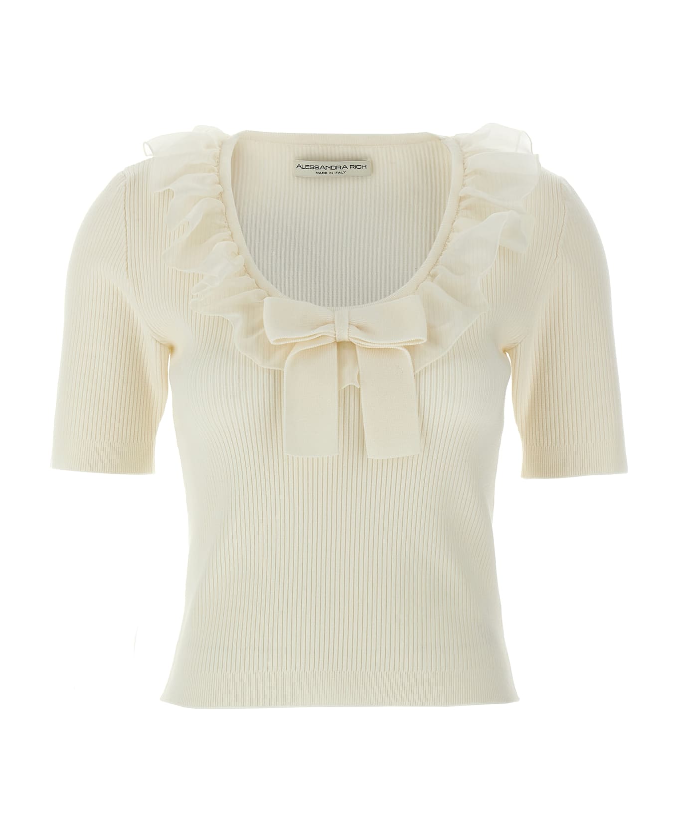 Alessandra Rich Ruffle T-shirt - White