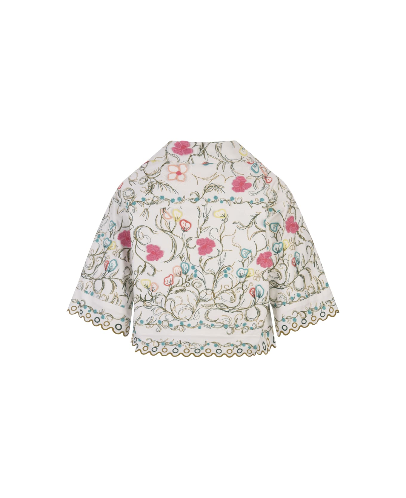 Elie Saab Cotton Embroidered Garden Jacket - Multicolour