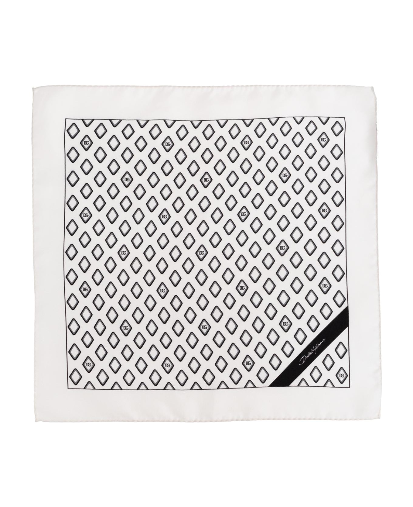 Dolce 
Gabbana Silk Pocket Square - BIANCO/NERO