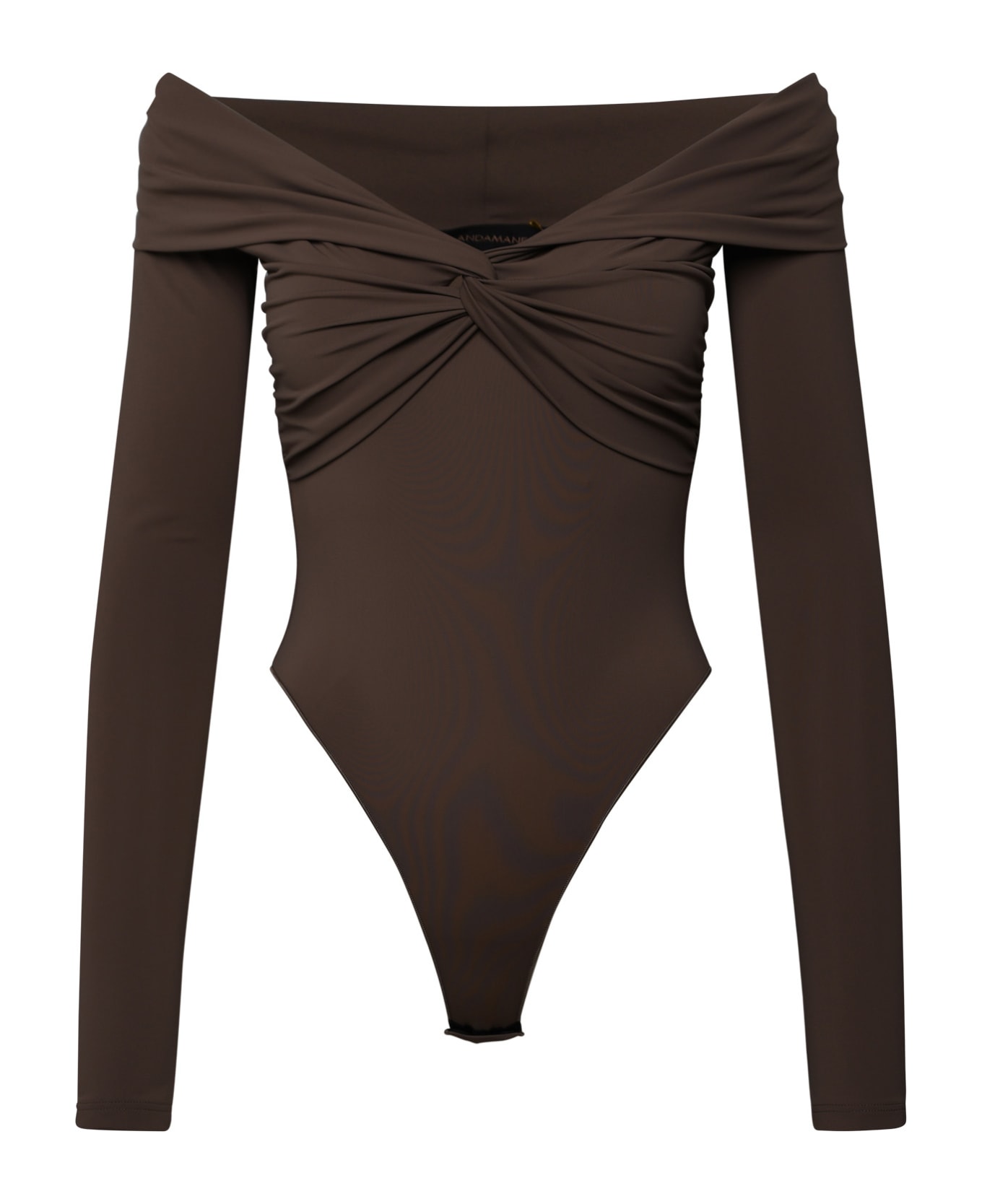 The Andamane Kendall Taupe Nylon Bodysuit - Brown