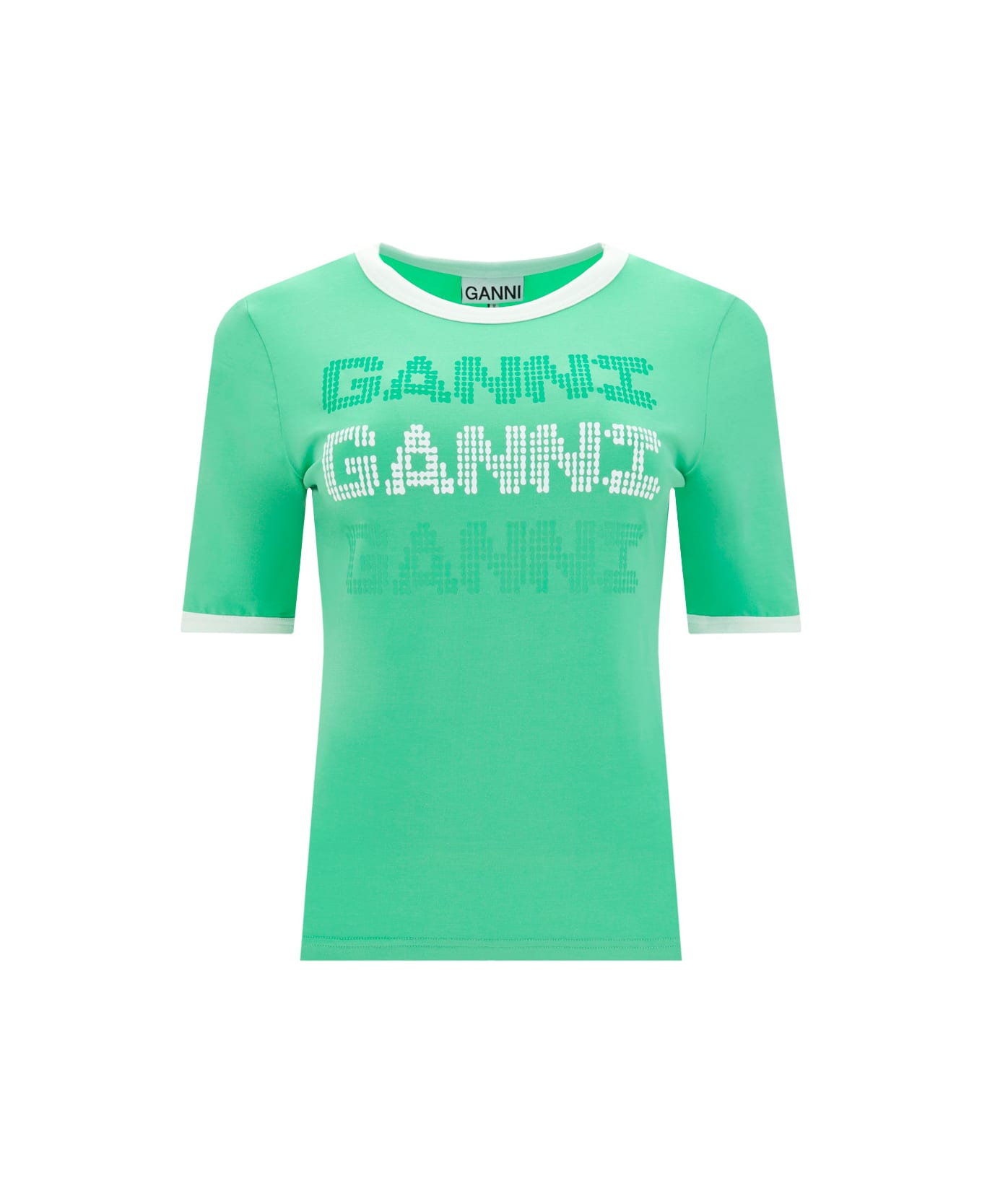 Ganni Green Lyocell Blend T-shirt - Green