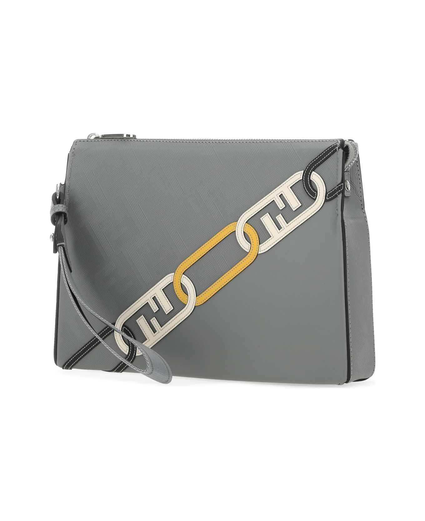 Fendi Grey Fabric Clutch - F1HRT