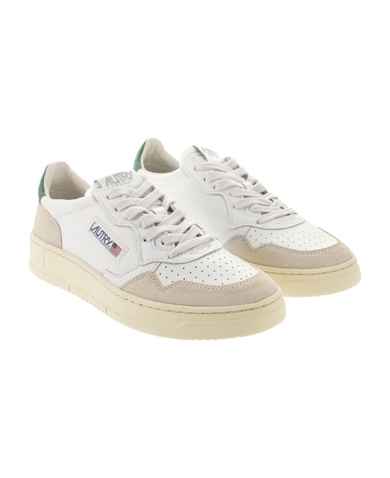 Autry Sneakers Low Leather And Suede - White/green