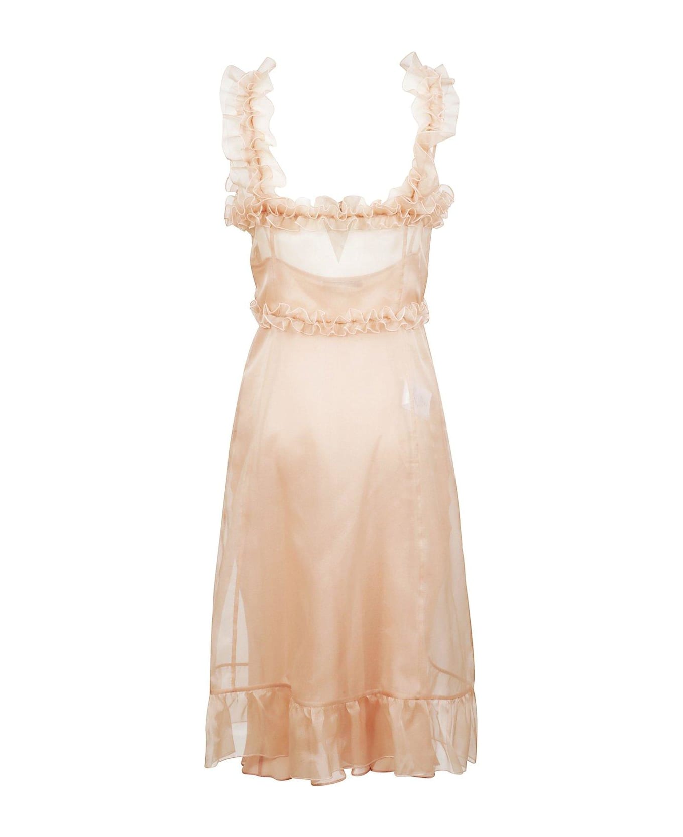 Alessandra Rich Organza Slip Dress - Beige