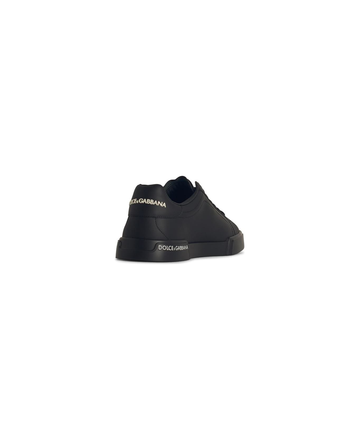 【送料&関税込】Dolce & Gabbana portofino Black Low Top Dolce & Gabbana 'portofino' Black Low Top Sneakers With Logo