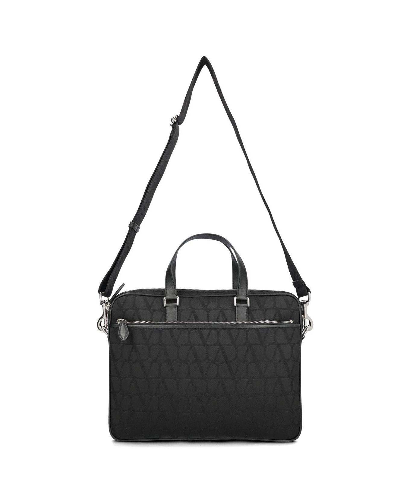 Valentino Garavani Toile Iconographe Zip-up Briefcase - Nero