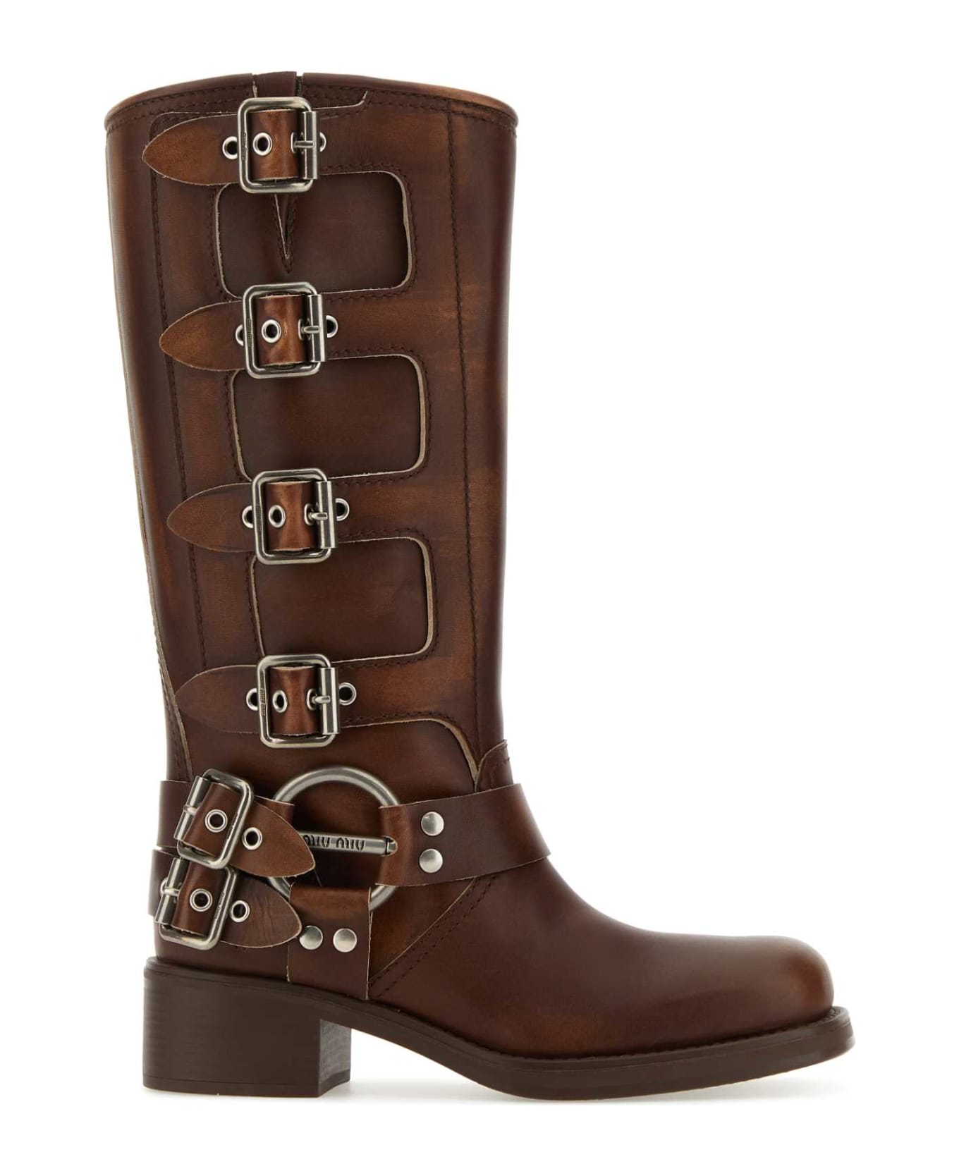 Miu Miu Brown Leather Boots - BRUCIATO