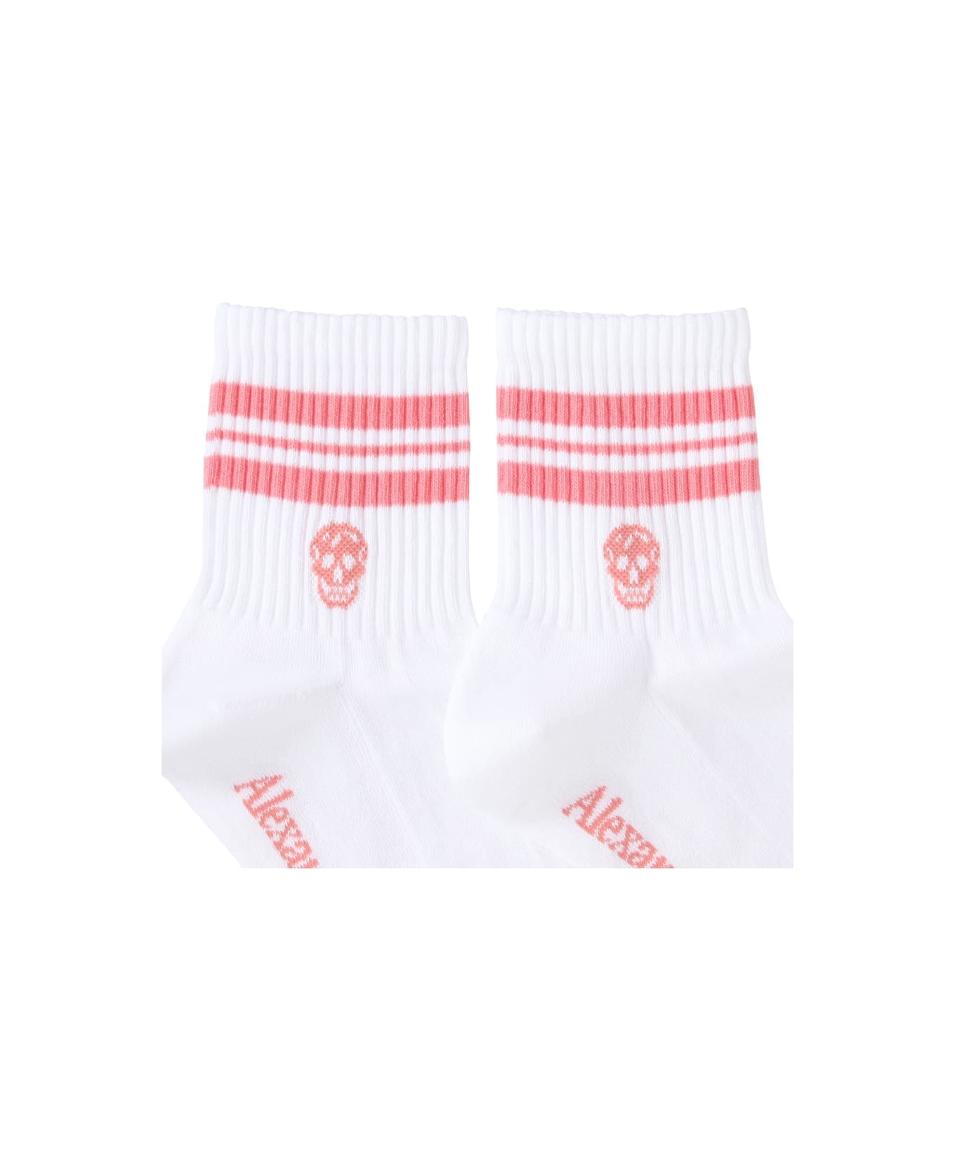 Alexander McQueen Sock With Sporty Stripes And Skull - WHITE 靴下＆タイツ