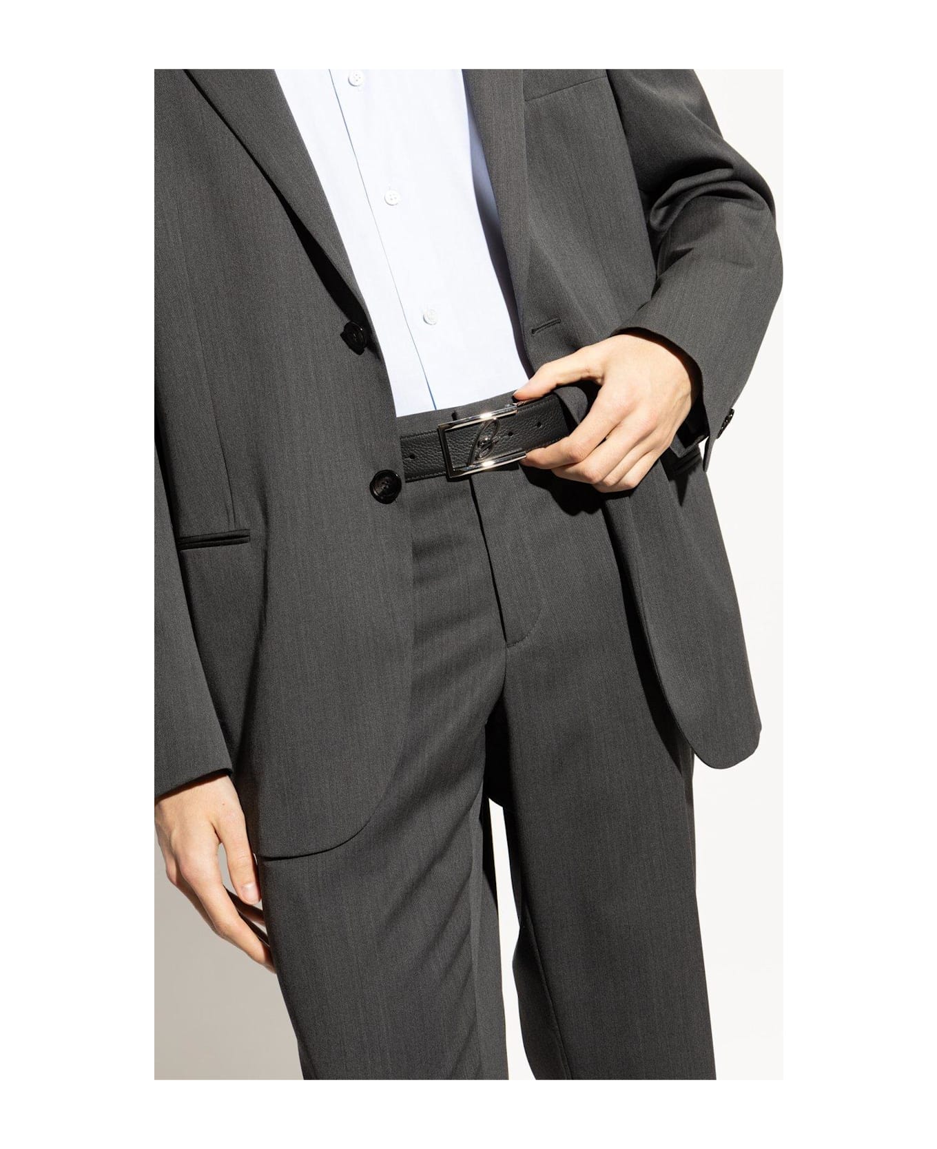 Brioni Signature Buckle Dress Belt - BLACK